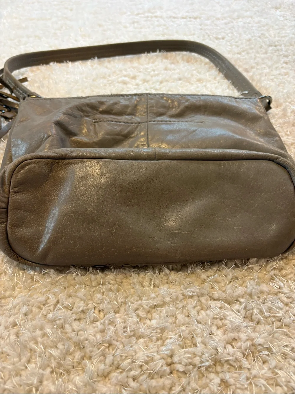 The Sak Grey Leather Hobo with Studded Accent and Tassel